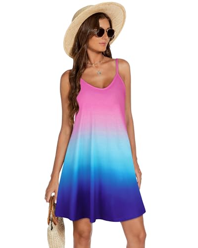 Image of elescat Womens Summer Dresses Spaghetti Strap V Neck Casual Sleeveless Sundress Beach Cover Ups with Pockets 2026