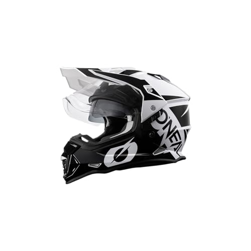 O'NEAL | Casco de Moto | Moto Enduro | Aberturas de ventilación para un máximo Flujo de Aire y refrigeración, Carcasa ABS, Visera Solar integrada | Casco Sierra R | Adultos | Blanco Negro | Talla L