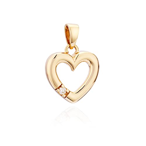 Pendentif coeur 585 or jaune NKlaus diamant véritable hypoallergénique qui ne ternit pas