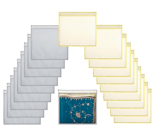 Image of Lify transparent Saree Covers /Saree Bags /Storage Bags /Clothes Covers with Zip Lock Combo (Suitable for Single Saree Pack)- Black, Grey & Golden Color (Light Grey 10pcs & Golden 10Pcs)