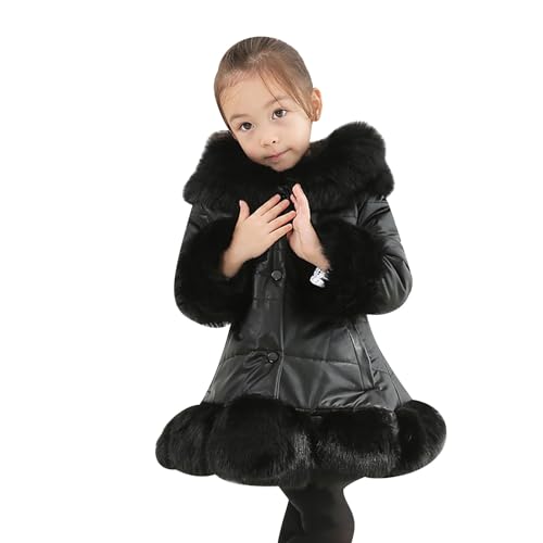 𝗛ooded Puffer for Toddler Girls Jacket Heavyweight Kid Button Parka Fleece Outwear Warm Solid Coat with Pocket2