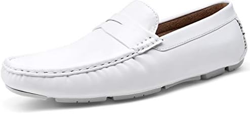 VOSTEY Men's White Loafers Driving Shoes Penny Loafer for Men Slip on Casual Shoes (7,Driving loafers826-white)