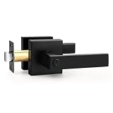 Probrico Interior Black Door Handle, Heavy Duty, Flat Square Privacy Door Handles, Keyless Door Levers Lockset for Bedroom and Bathroom (1 Pack, Modern)