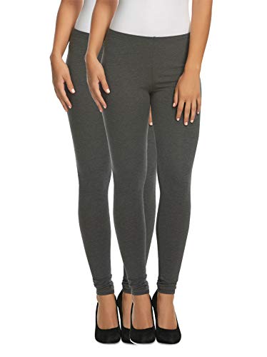 Felina Women's Cotton Modal Leggings (2-Pack) - Small, Medium Heather