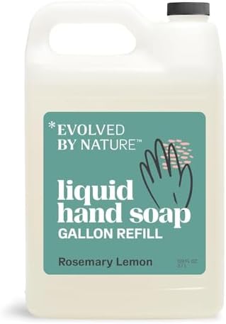 EVOLVED BY NATURE Liquid Hand Soap Refill, 128 Oz, Rosemary Lemon, Biodegradable Formula