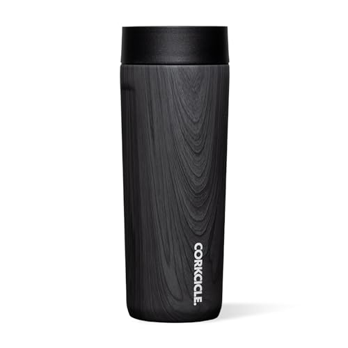 Corkcicle Commuter Cup Travel Mug - Insulated Coffee Mug with Lid - Keeps Drinks Cold 18 Hours - 360° Spill-Proof Sip Lid - Holiday Gift - Great for Gifting Warmth - 17 oz - Burnt Wood