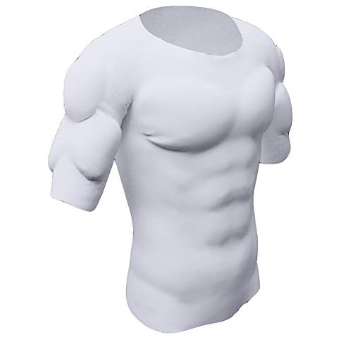 Whlucky Men's Fake Chest Muscle Padded T-Shirt Shoulder Pads Body Shaper Short-Sleeved Underwear,White,m Cover
