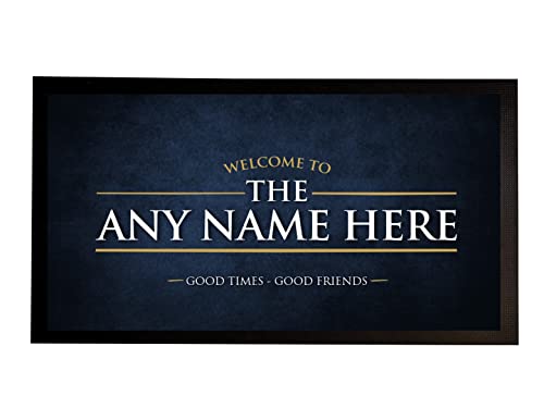 Personalised Bar Runner mat - Any name Bar - Navy Blue grunge Bar runner - Beer accessories gift, home bar