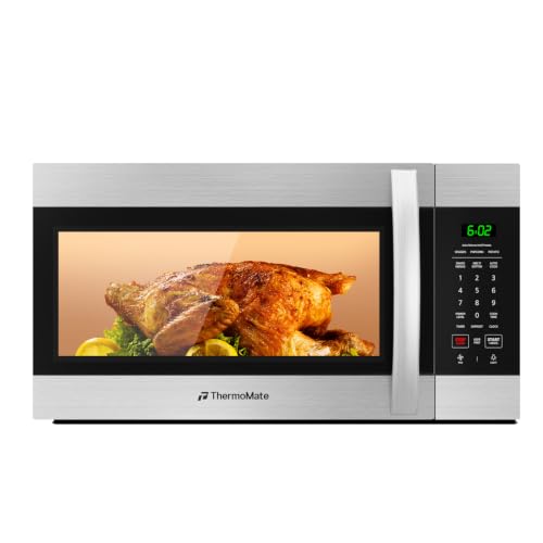 Image of 30 inch Over the Range Microwave Oven, ThermoMate 1.7 Cu. Ft Capacity Microwave Over the Stove with One Touch, 1000 Cooking Watts, 300 CFM Venting, 2-Level Cooktop Light, Stainless Steel