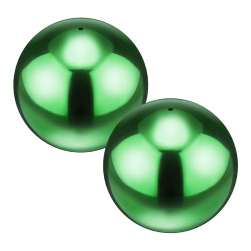 M METERXITY 2-Pack Garden Gazing Globes Ball 4.7 Inch 201 Stainless Steel Hollow Mirror Reflective Floating Ball for Garden/Pond/Home/Yard Outdoor Decoration [Ruby Green]