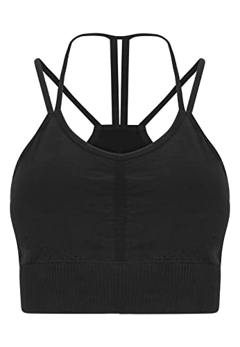 Sujetador deportivo mujer Athlecia Flowee en color negro ideal para fitness