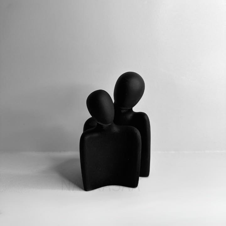NAVRASAA Statues Couple Resin, Modern Romantic Abstract Art Sculpture Home Decor, Passionate Love Statues and Figurines, Couples Gifts, Gifts for Anniversary Wedding (Set of 2) (Black)