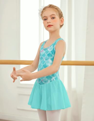Image of Arshiner Girls Hollow Back Ballet Leotard with Skirt Sleeveless Dance Dress