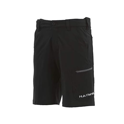 Huk Men's Standard Next Level Quick-Drying Performance Fishing Shorts, Black-10.5", Medium