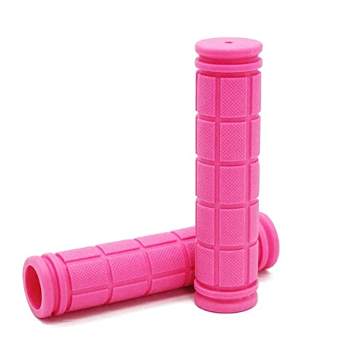 1 par de empuñaduras de bicicleta ergonómicas para niños, color rosa, agarre para manillar de bicicleta de montaña, agarre antideslizante de goma suave para bicicleta de montaña