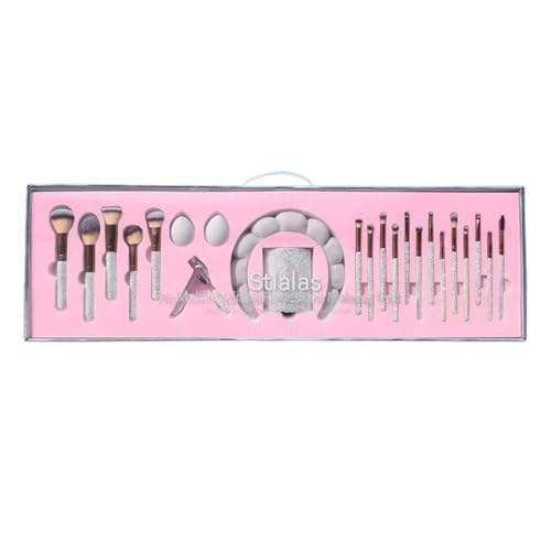 Stlalsa professional makeup brush set 23 makeup brushes diamond handle powder brush foundation make-up brush contour brush eye shadow eyebrow brush makeup sponge ball (pink)