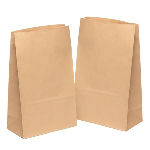 kgpack 50 Brown Paper Party Bags 18 x 30 x 8 cm Lunch Bag | Gift Bags | Food Sandwich Sweet Wedding Bread Easter Birthday Decoration