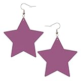 Orecchini in pelle a forma di stella, perfetti per decorazioni o regali di festa. Colore solido rosso uva bianco, One Size, Cloruro di polivinile rame argento, Nessuna pietra preziosa