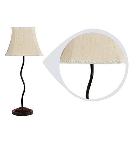 Image of tu casa Off White Cotton Shade with Black Metal-Iron Base Table Lamp | Elegant Bedside & Desk Lamp for Bedroom, Living Room, Office, Home Decor & Gifting (Height : 23 Inch /No Blub Included)