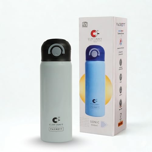 Image of CLAY CRAFT VACBOTT Sonic Pro Double Wall|18 Hours Hot and 24 Hours Cold Water Bottle Vacuum Insulated Flask Bottle|550ml, 1Pcs, Bottle for Home, Office|BPA-Free|BIS Certified|1Year Limited Warranty