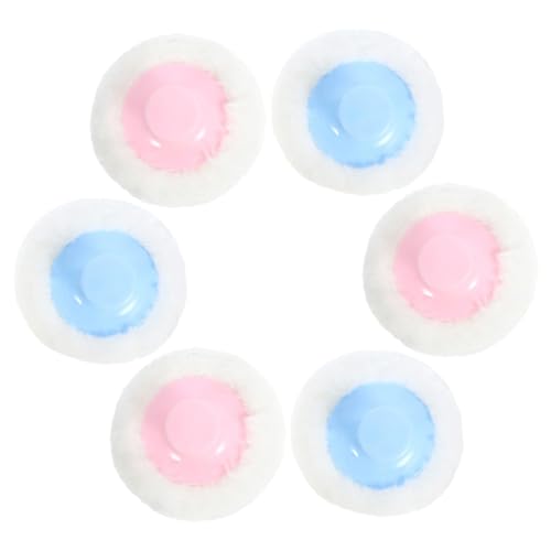 POPETPOP Borlas Aplicadoras de Polvos Sueltos para Bebés, 6 Piezas (3 Azul Claro 3 Rosa), Borla de Polvo Suave y Cómoda de Felpa, Kit Portátil para Cuidado Facial y Corporal,