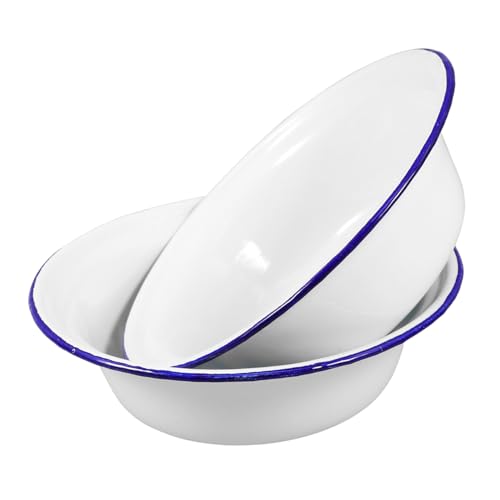HOLIDYOYO Cuenco Esmaltado 2 Uds Cuenco Esmaltado De Estilo Vintage Para Sopa o Para Mezclar Redondo Para Cereales Ensaladera Para Sopa Para Acampar Casa