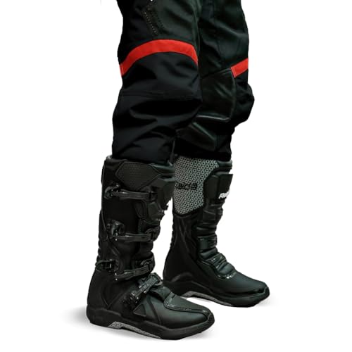 Image of Raida Trailcraft Off-Road Pants | Mx & Trail Ride | Lightweight | Abrasion-Resitant Fabric | Heat Sheild Panel | (S, Black /Red), Men, Slim Fit Mid Rise