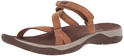 Teva Women's W ELZADA Slide LEA Sandal, Pecan, 9 Medium US