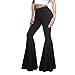 Womens High Waisted Bell Bottom Pants Mermaid Ruffle Flare Pants High Fashion Palazzo Pant Yoga Pants Leggings Black
