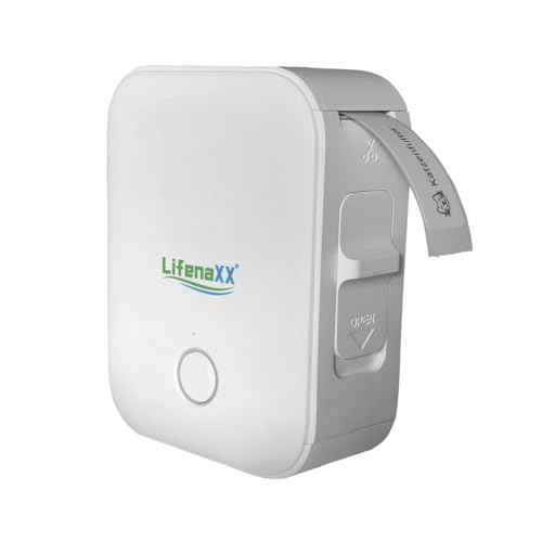 Lifenaxx Tragbarer Thermodrucker mit Etiketten LX-048 - Drahtloses, appbasiertes Drucken, USB-C wiederaufladbar, 1000 Etiketten pro Ladung - Mini-Tintenloser Etikettendrucker für Zuhause & Büro