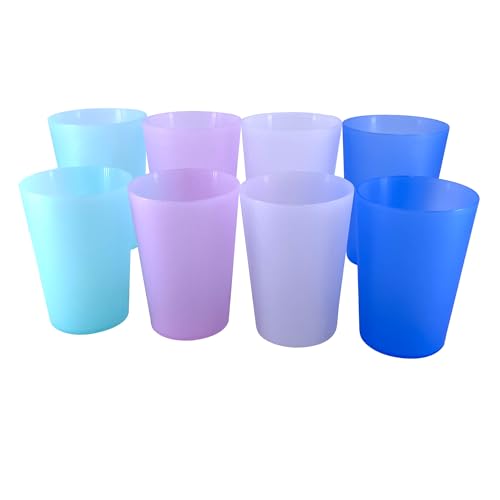 Drinking Cups Reusable 20 oz – Unbreakable Drinking Glasses Set of 8 – Premium Lightweight Stackable Plastic Tumblers – Kids Adult Drinks Cup – BPA Free & Dishwasher Safe