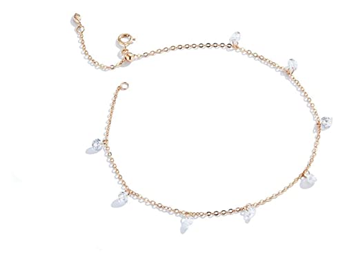 Chaîne de cheville argent anti-ternissement couleur or rose