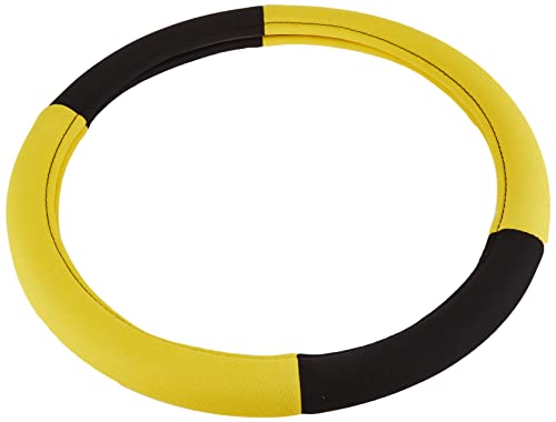 Image of FH Group Universal Fit Modernistic and Seat Belt Pads Combo Set Steering Wheel Cover Fits Most Cars, SUVs Yellow