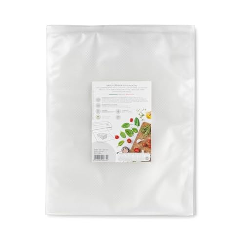 Magic Vac, 50 Bolsas de Envasado al Vacío 30x40cm, Aptas para Congelador, Frigorífico, Descongelar en Microondas, Hervir, Cocinar al Vacío en Horno o al Vapor, Sin Etiqueta, Made in Italy