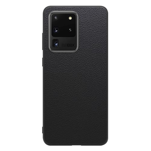 LOOF LUXURY-SHELL �{�v ���U�[ �X�}�z�P�[�X for Galaxy S20 Ultra �p �P�[�X �J�o�[ �X�g���b�v�z�[�� �V���v�� �ϏՌ� ���^ �y�� leather [�u���b�N]