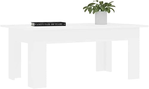 Miniatura 4 de Mesa de centro blanca de 39.4 x 23.6 x 16.5 pulgadas, mesas de madera de ingeniería para sala de estar, mesa de centro para sala de estar,