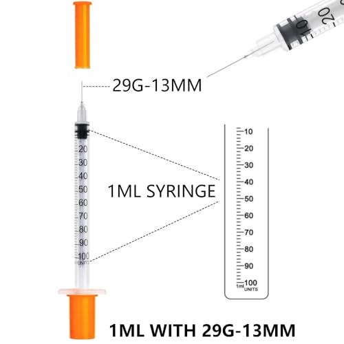 1cc 1ml 29Gauge 1/2inch/13mm Disposable Dispensing Lab Supplies Individually Sealed Packaging, 50 Pack - Thumbnail 3