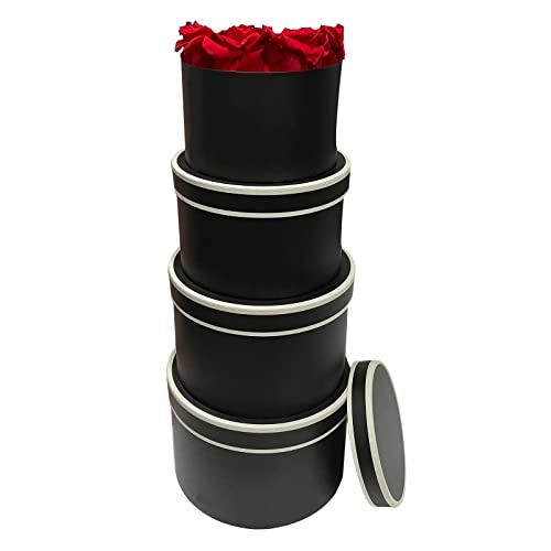 Aubiu Gift Boxes for Presents,4 Pack Gift Boxes with Lids-Luxury Black Gift Boxes Assorted Sizes Round Gift Box for Flowers Arrangement Gift Boxes for Bridesmaid Proposal, Birthday Gift Boxes,Mothers Day Gift Box