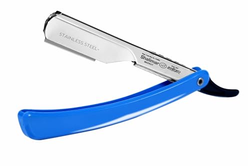 Image of SHALIMAR BRAND PROFESSIONAL BARBER PLASTIC BODY STAINLESS STEEL STRAIGHT EDGE RAZOR FOLDING USTRA FOR BEARD SHAPING WITH 1 BLADE SALON USE & HOME USE, MEN
