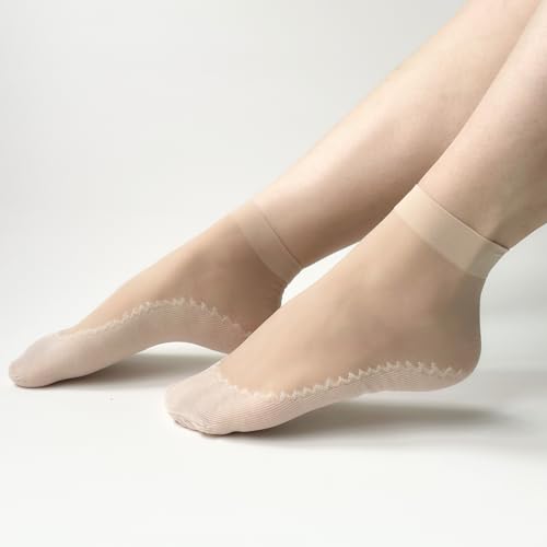 12 Pairs Nylon Socks for Women Stocking Socks Ankle Thin Sock w/Reinforced Bottom and Toe by Daisy&Dino2
