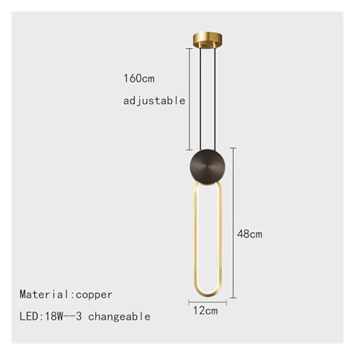 Lámpara de araña LED ovalada de oro con cable de cobre ajustable para dormitorio 8