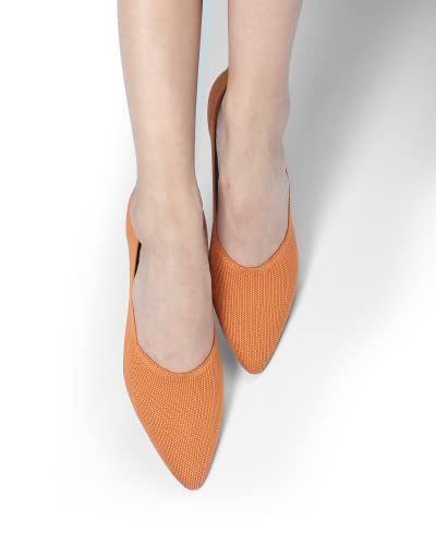 Women's Flat Knit Shoes for Women Ballet Pointed Toe Low Wedge Comfortable Washable Foldable Dress Classic Mesh Walking Black Navy Caramel Texture Slip-On Knitted Casual Flexible4