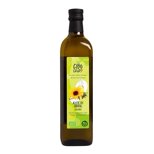 Aceite de Semillas de Girasol Ecologico y Crudo - 750ml. Aceite de Girasol sin Refinar para Freir o Cocinar. Fuente de Omega 6 Ácido Linoleico Vitamina E y Antioxidantes.