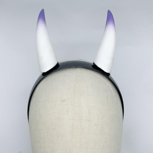 ATekatac 3D Devil Horns Headband Women Demon Horns Clips Halloween Cosplay Props (White Purple) — view 4