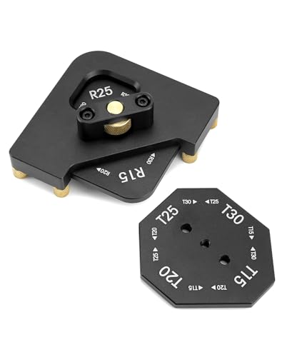QWORK® Frässchablonen-Set für Oberfräse, Schablone Holzbearbeitung Radius Jig Oberfräse Schablone aus Aluminium, R15/20/25/30+T15/20/25/30
