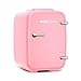 MONCOOK Mini Fridge For Bedrooms - Portable & Quiet Mini Fridges For Skin Care, Beverages - Birthday Gift For Her and Him - Thermoelectric Cooler and Warmer Retro Small Fridge - 4L - Full Pink