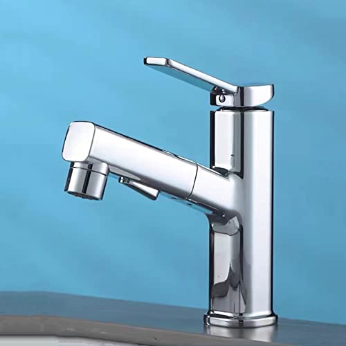 Robinet extractible de salle de bain mitigeur lavabo laiton noir eau chaude froide