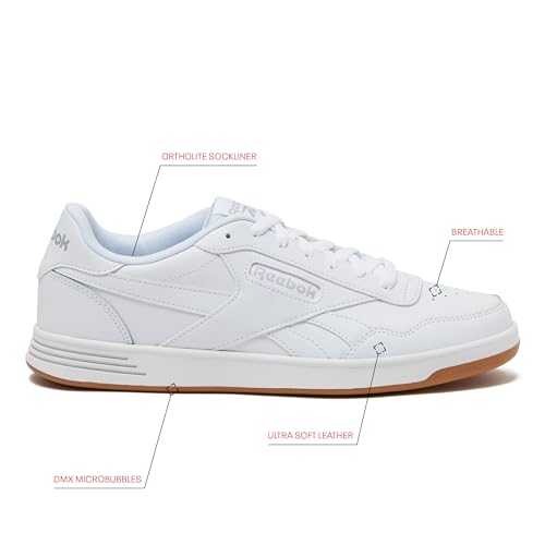 Reebok Court Advance Sneakers for Men - Casual Tennis Mens Shoes Size 6 to 15, White or Black, Footwear White/Cold Grey2/Reebok Gum, 4.52