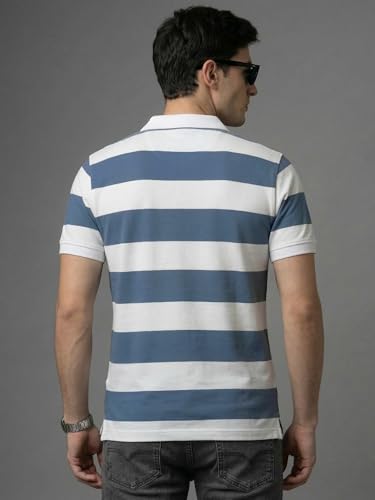 Image of XENOVAURBAN Polo t Shirt for Man | Striped Pattern Mens Cotton Polo Neck T-Shirt with Collar | Regular fit | Breathable and Soft - Polo-Striped-P