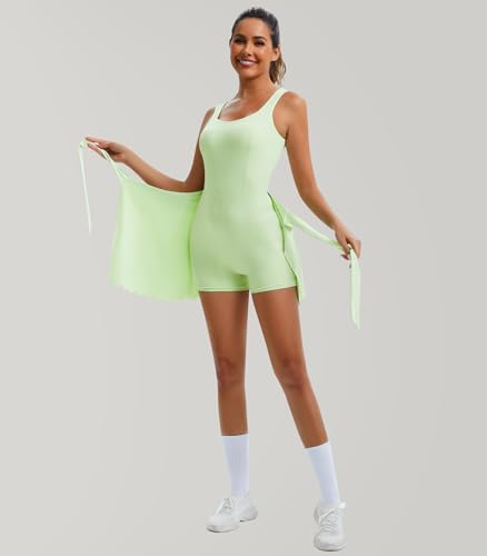 Women's Square Neck Tennis Dress Built-in Bra and Shorts Athletic Summer Sleeveless Dress with Pockets4